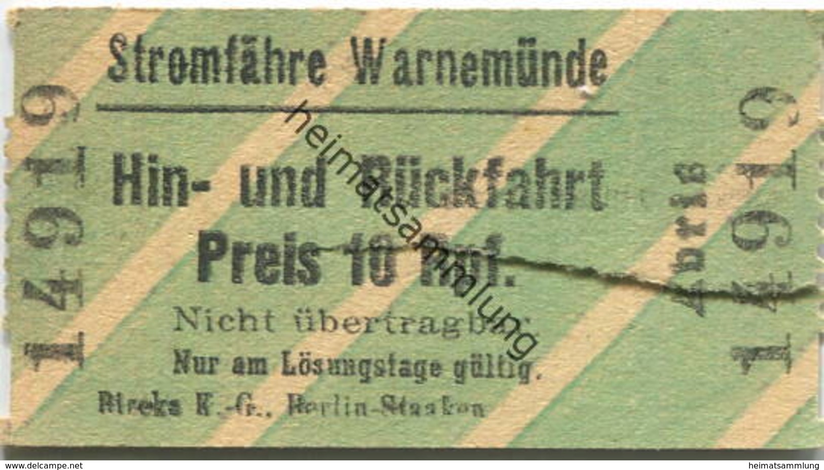 Deutschland - Stromfähre Warnemünde - Hin- Und Rückfahrt Preis 10Rpf. - Europe