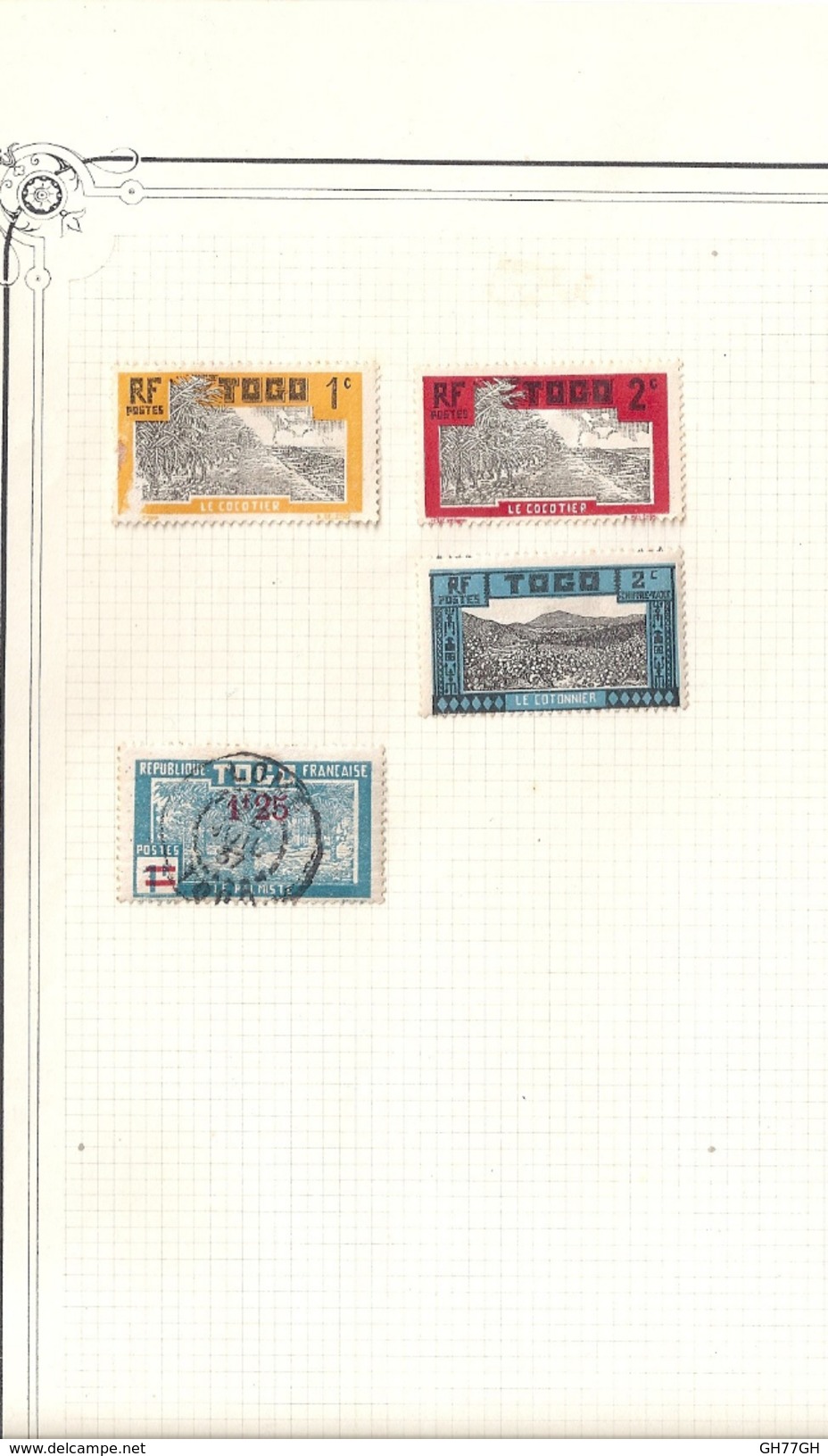 4 Timbres RF POSTES TOGO -cocotier-cotonnier-palmiste - Oblitérés