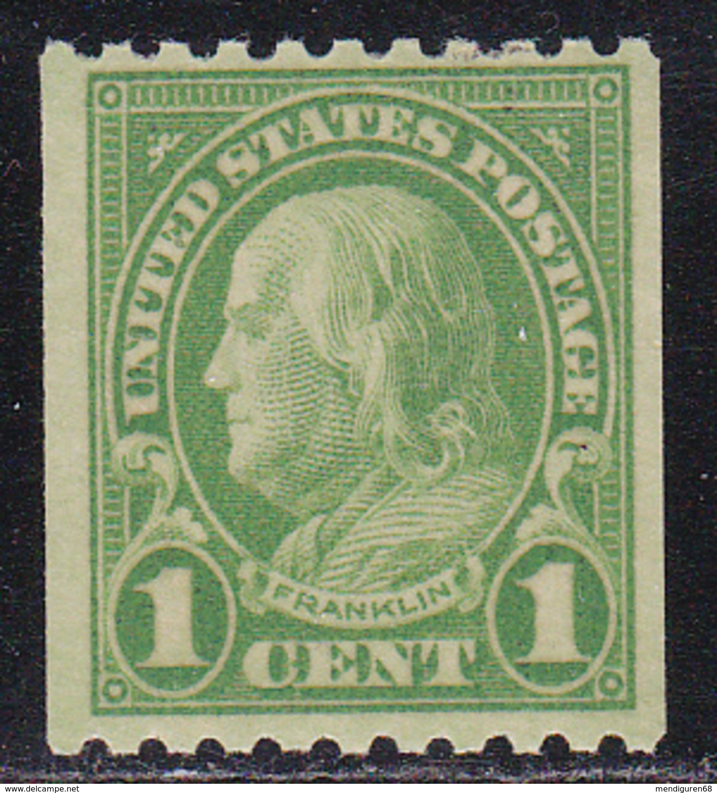 VERINIGTE STAATEN ETATS UNIS USA 1923-25 COIL P. 10 HORZ Franklin P X Imperf Type II 1c MNH SC 604 YV  MI 260 G SG 611 - Ongebruikt