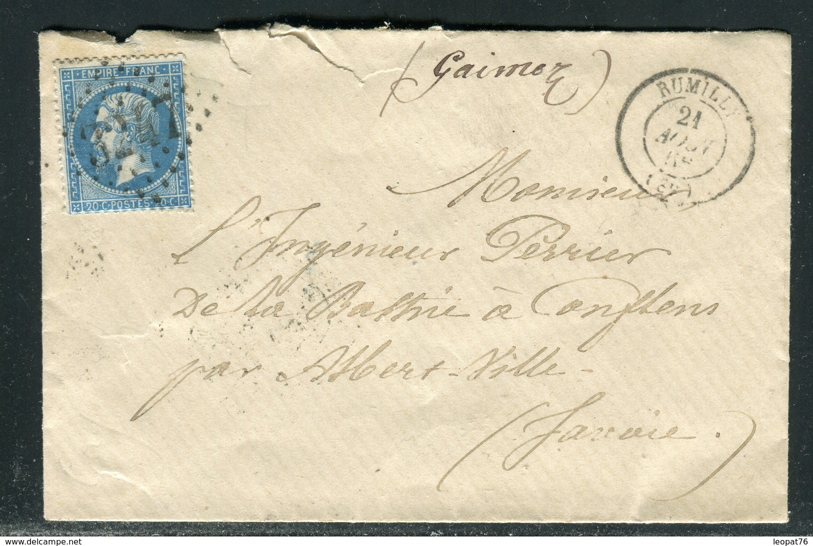 France - Cover - Enveloppe De Rumilly En 1866 Pour Albertville   Ref F115 - 1849-1876: Période Classique