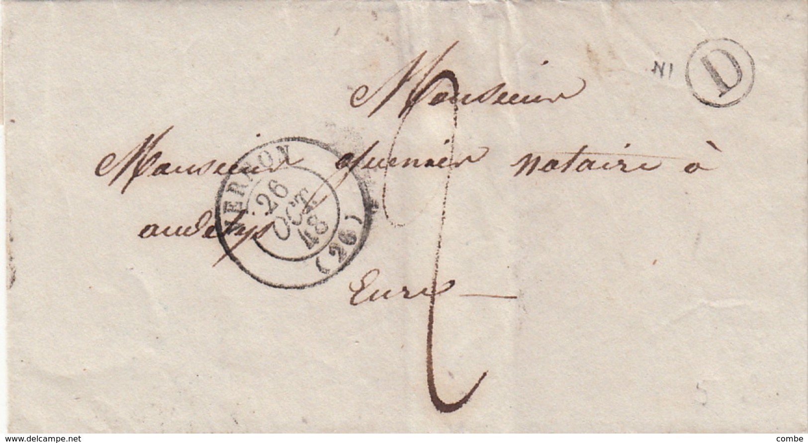 LETTRE.   26 OCT 48 .    EURE   VERNON.   BOITE RURALE  =   D     /  65 - 1801-1848: Precursors XIX