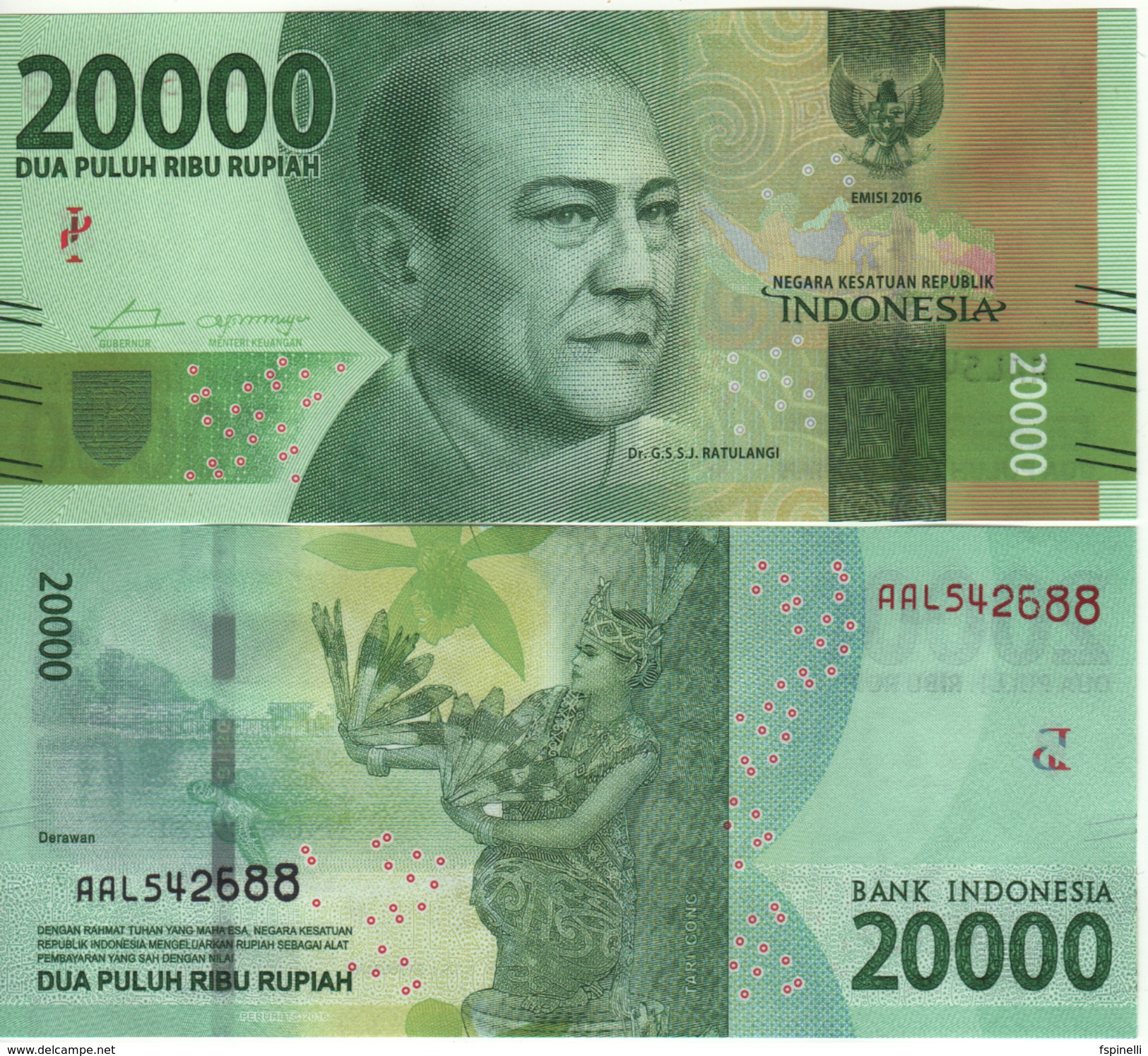 INDONESIA   Attractive.  Newly Issued. 20'000  Rupiah.  2016  UNC - Indonesia