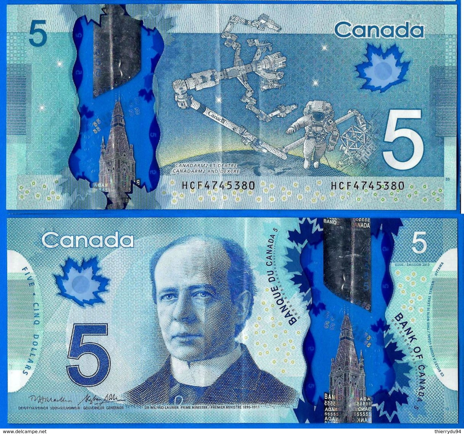 Canada 5 Dollars 2013 Polymere Prefixe HCF Que Prix + Port Polymer Bitcoin Skrill Paypal OK! - Canada