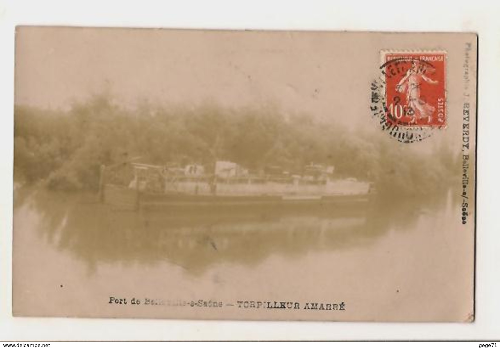 Belleville Sur Saone - Carte Photo - Le Port - Torpuilleur Amarré - Belleville Sur Saone