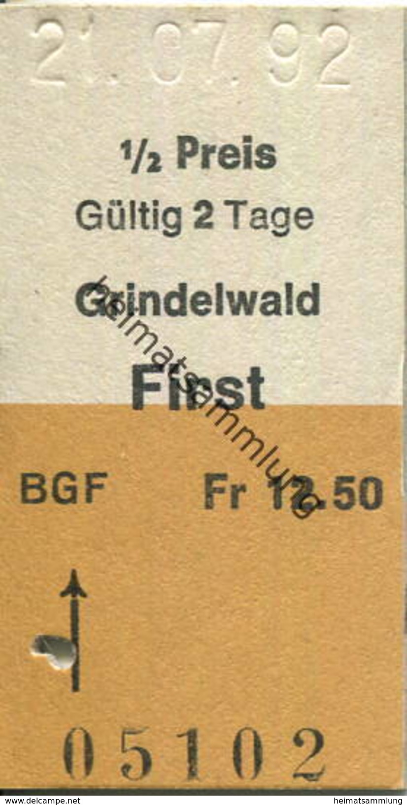 Schweiz - Gondelbahn BGF - Grindelwald First - Fahrkarte 1992 - Europe