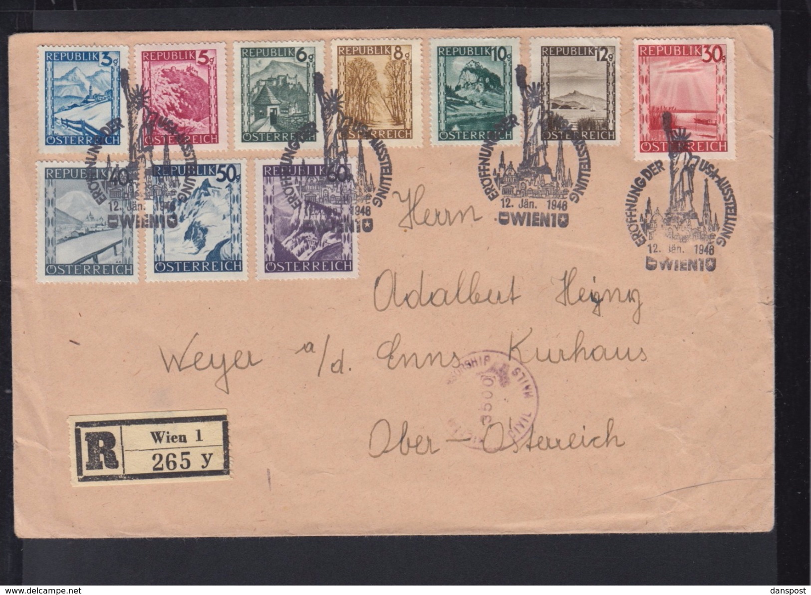 Österreich R-Brief 1948 Sonderstempel USA Ausstellung - Storia Postale