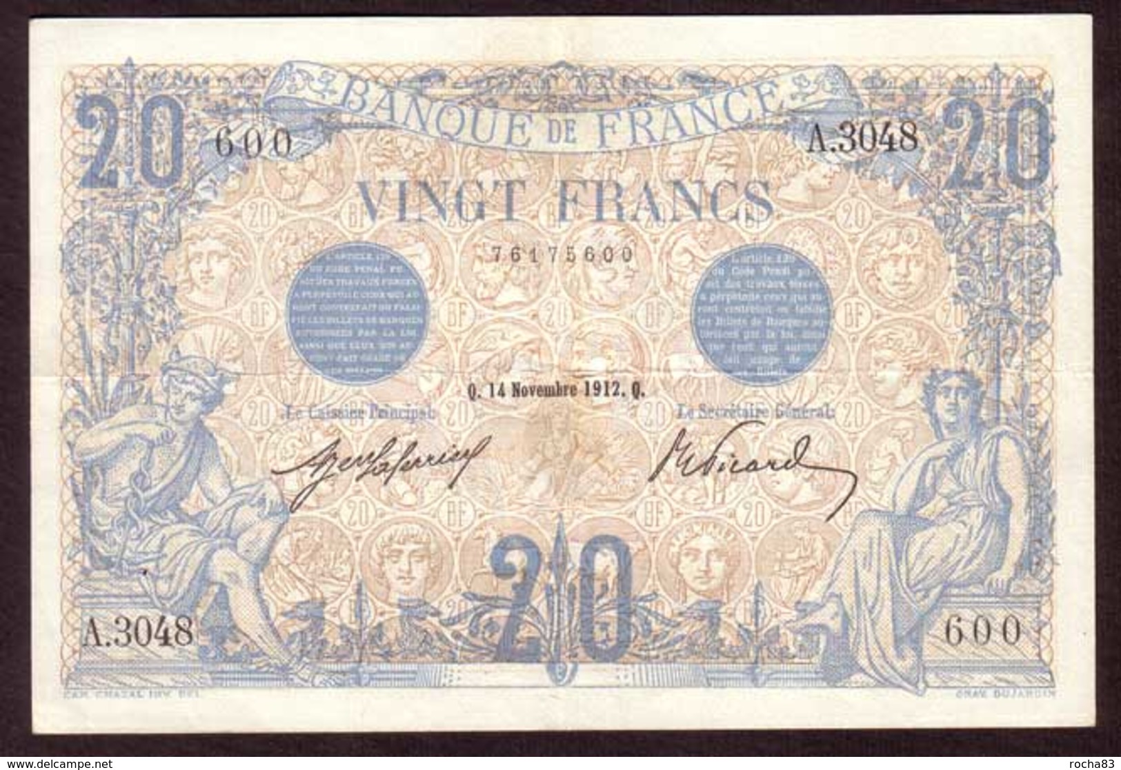 Billet 20 Francs Type BLEU Du 14 11 1912 - TTB + - 20 F 1905-1913 ''Bleu''