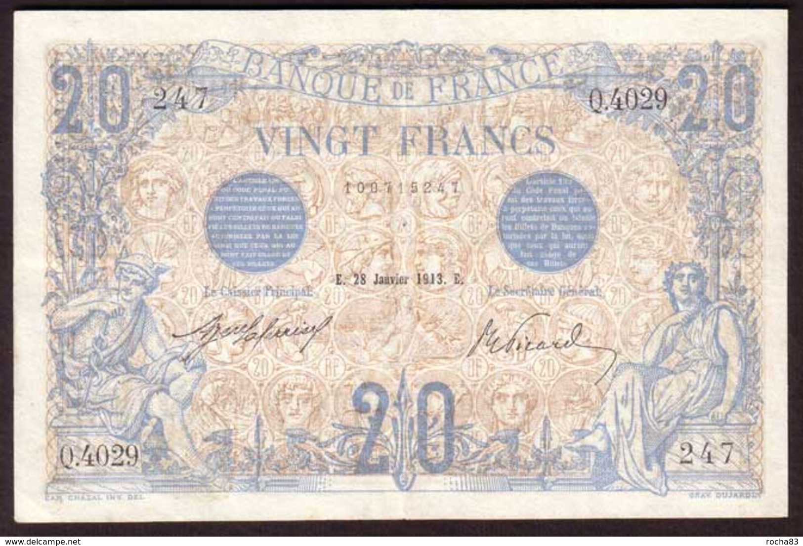 Billet 20 Francs Type BLEU Du 28 01 1913 - SUP - 20 F 1905-1913 ''Bleu''