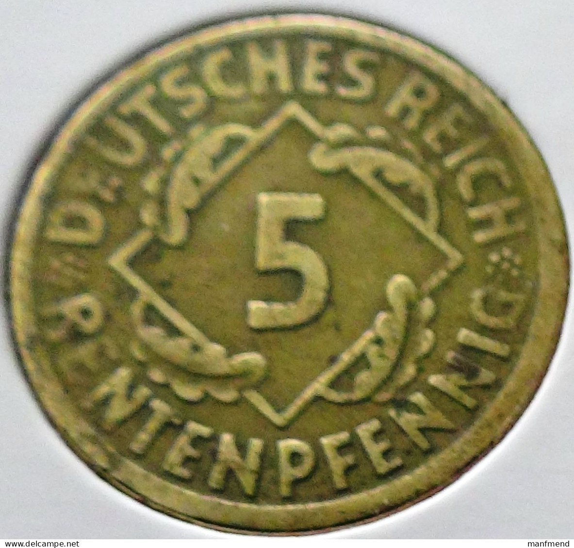 Germany - Weimarer Republik - 1924 - KM 32 - 5 Rentenpfennig - Mint A / Berlin - VF - Look Scans - 5 Rentenpfennig & 5 Reichspfennig