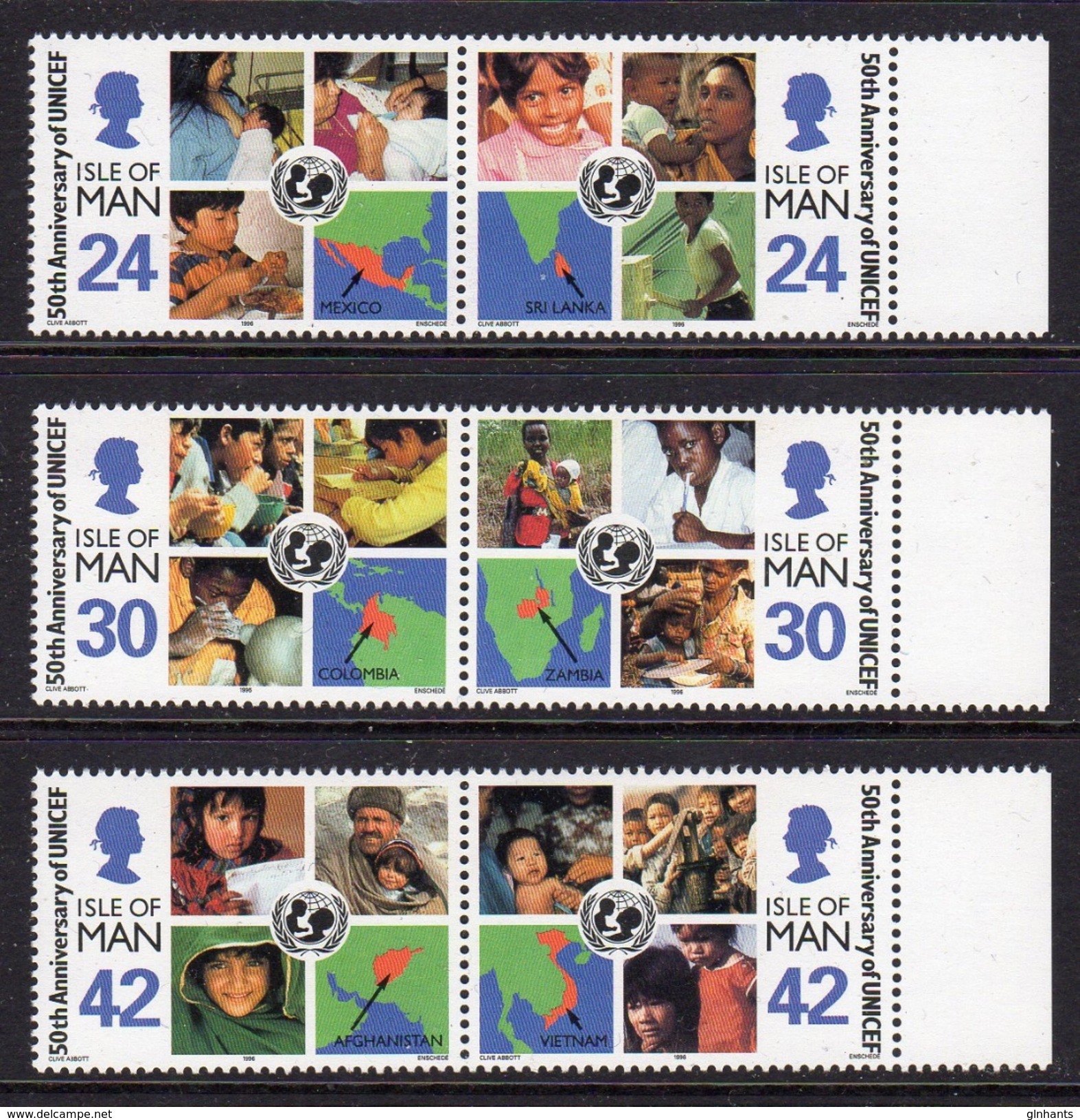 GB ISLE OF MAN IOM - 1996 UNICEF SET (6V) SG 713-718 FINE MNH ** - Isle Of Man