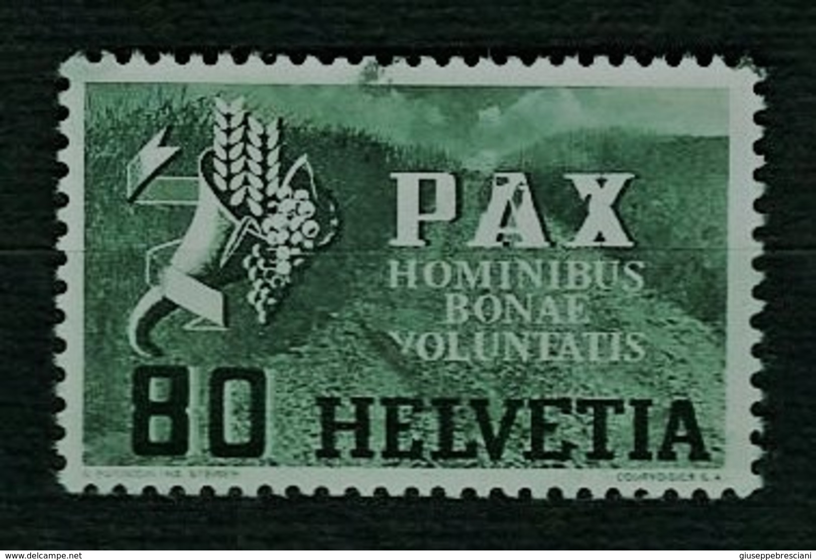 SVIZZERA 1945 - Pace - 80 C. Verde Oliva - Mi:CH 454 - Used Stamps