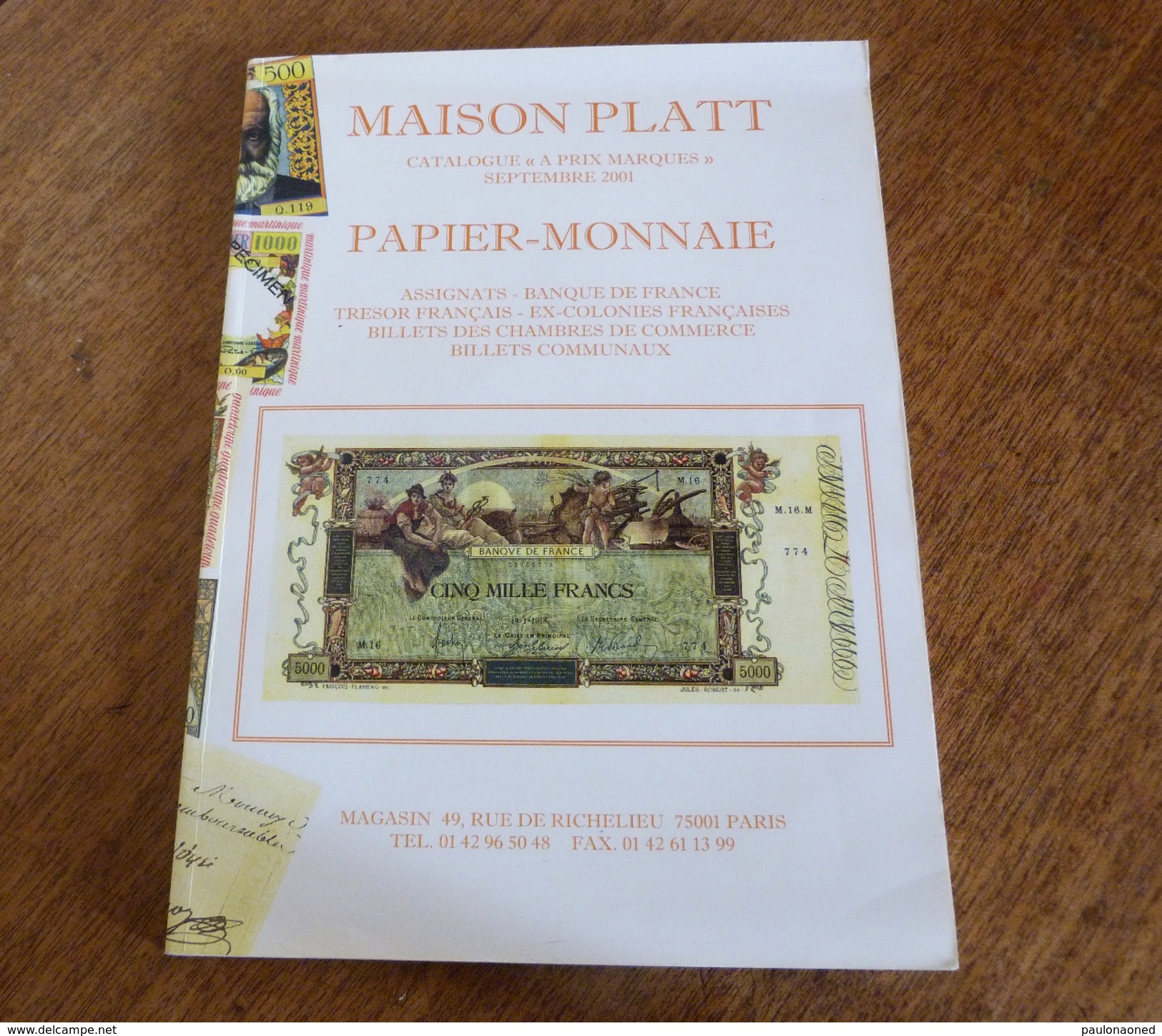 CATALOGUE A PRIX MARQUES   -  PAPIER MONNAIE - Francese