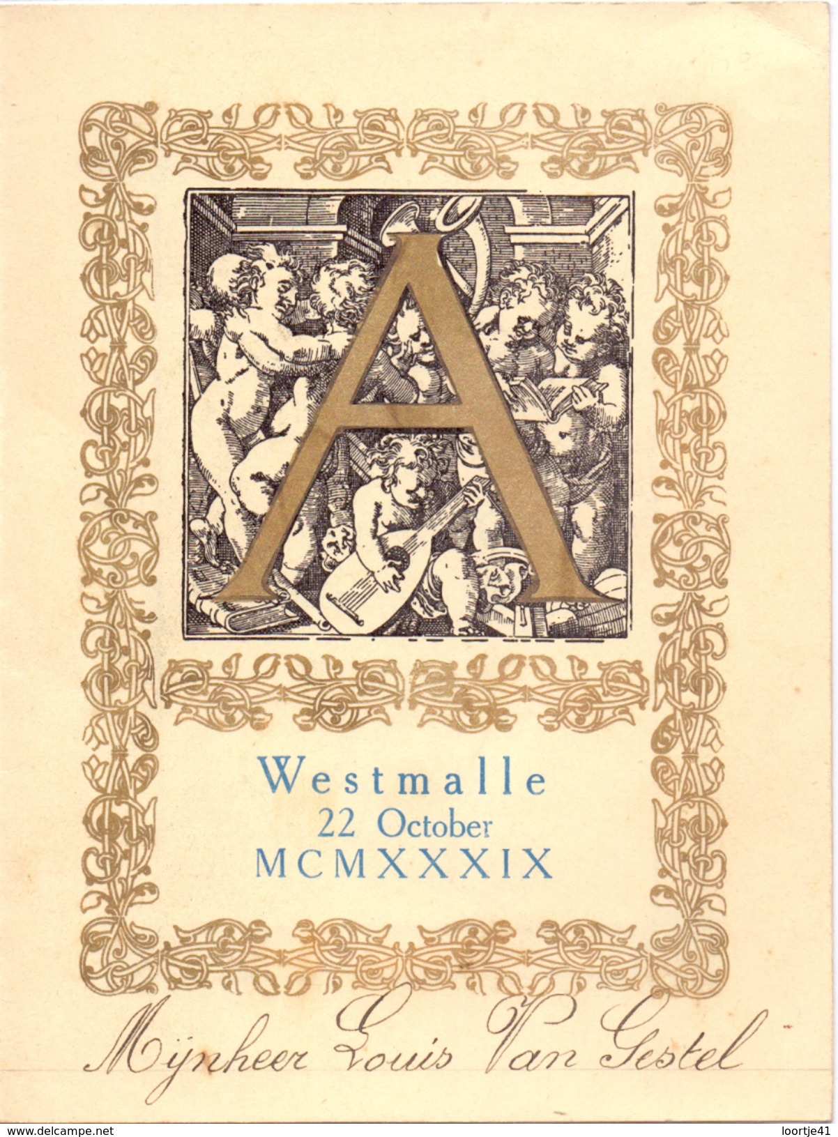 Menu - Feestmaal Moeders 75° Verjaardag - Westmalle 22 Oktober 1939 - Menus