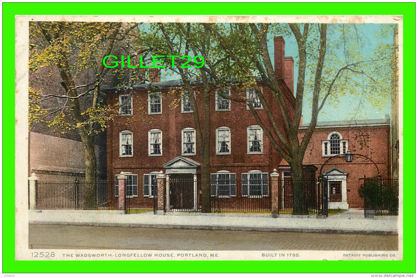 PORTLAND, ME - THE WADSWORTH LONGFELLOW HOUSE - DETROIT PUBLISHING CO - PHOSTINT CARD - - Portland