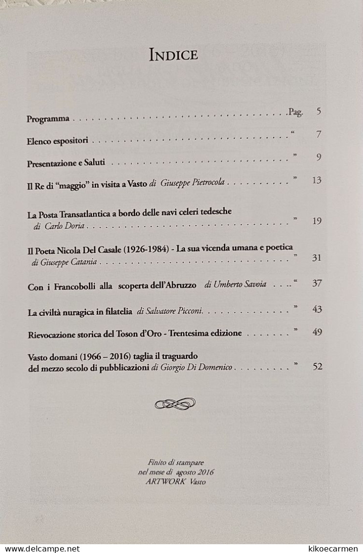 Storia Abruzzo, Nuraghi Sardegna, Navigation, Poetry Literature Poesia Vastophil 2016 Vastofil VASTO 54 Coloured Pages - Thema's