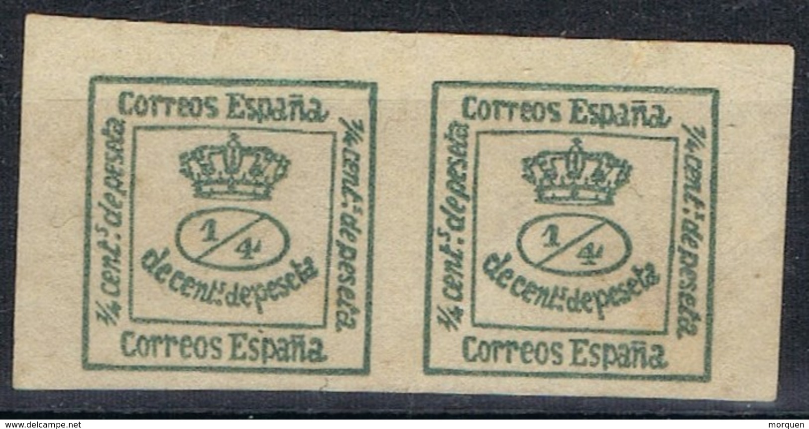 Dos Sellos 1 Cuartillo 1877, Variedad Impresion, Num  173 * - Unused Stamps