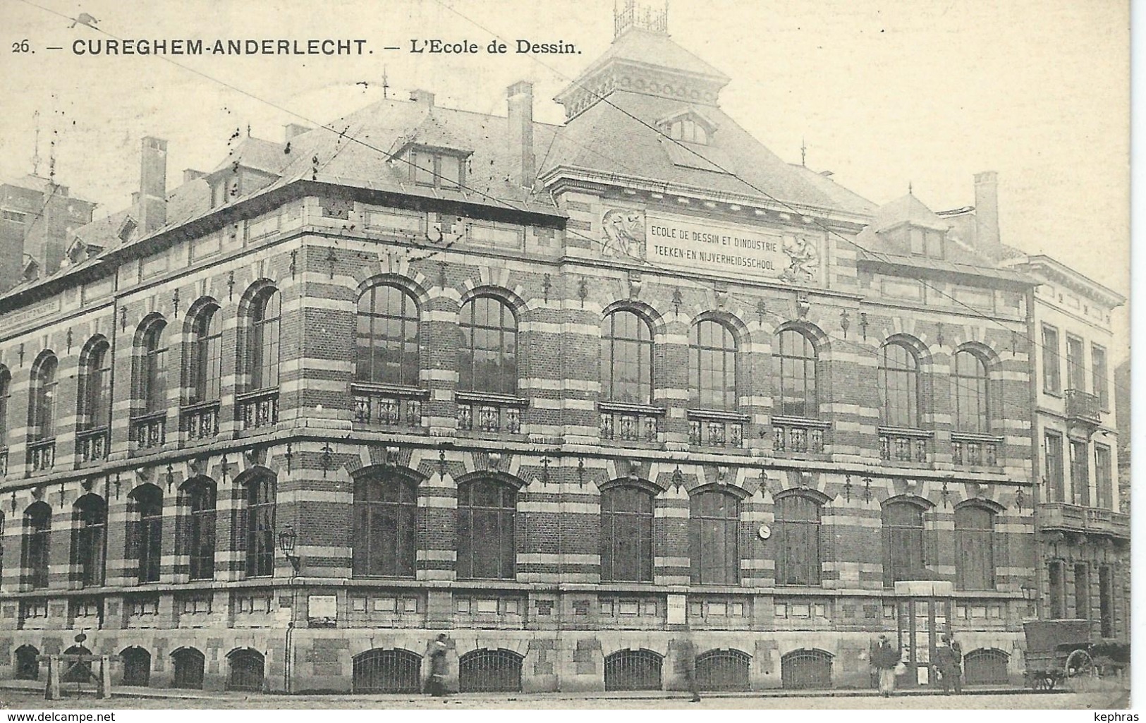 CUREGHEM-ANDERLECHT : L'Ecole De Dessin - RARE VARIANTE - Cachet De La Poste 1910 - Anderlecht