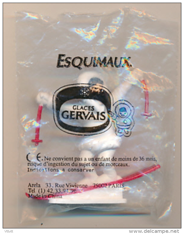 Figurine GLACES GERVAIS : Esquimaux Sur Ses Skis (3 Scans) Neuve Avec Son Emballage - Autres & Non Classés