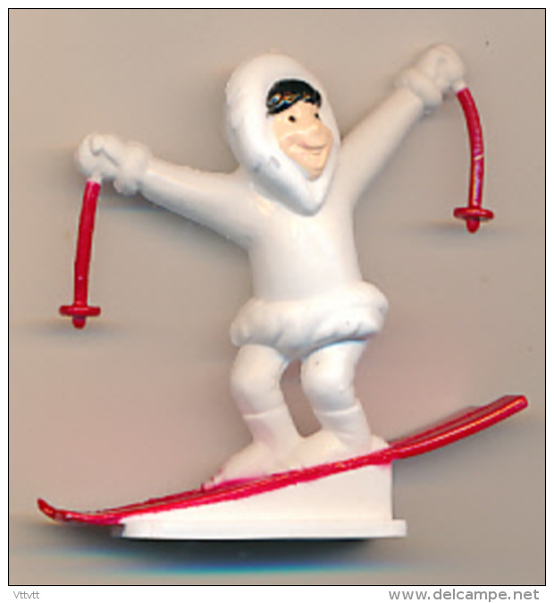 Figurine GLACES GERVAIS : Esquimaux Sur Ses Skis (3 Scans) Neuve Avec Son Emballage - Autres & Non Classés