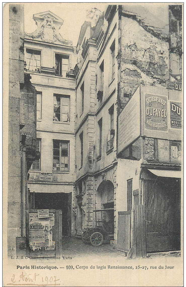 75-1422  CPA  Original   PARIS  Paris Historique Corps De Logis Renaissance  Rue Du Jour      Belle Carte - Autres & Non Classés