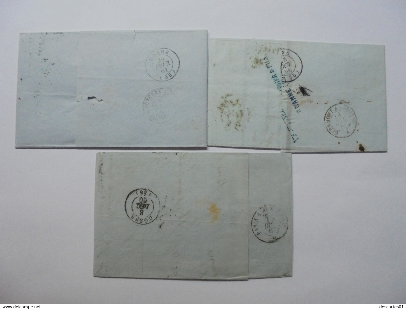 LOT DE TIMBRES NAPOLEON III DE 40 C NON DENTELE SUR LETTRE OBLITERATION  DES AMBULANTS D .ETC - 1862 Napoleon III