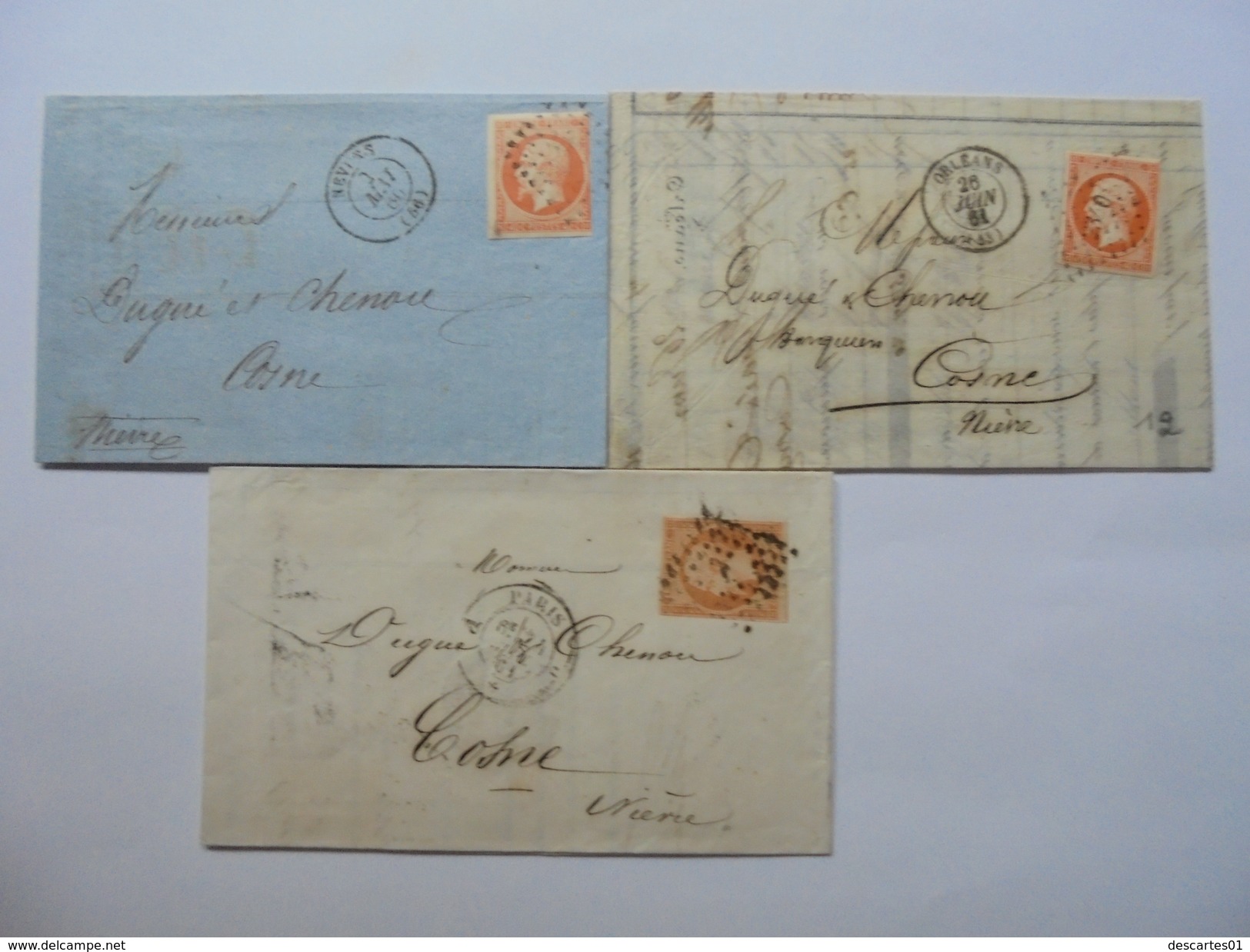 LOT DE TIMBRES NAPOLEON III DE 40 C NON DENTELES SUR LETTRE  OBLITERATIONS LETTRE DES AMBULANTS.3MEUG SUR LOIRE ETC - 1862 Napoleon III