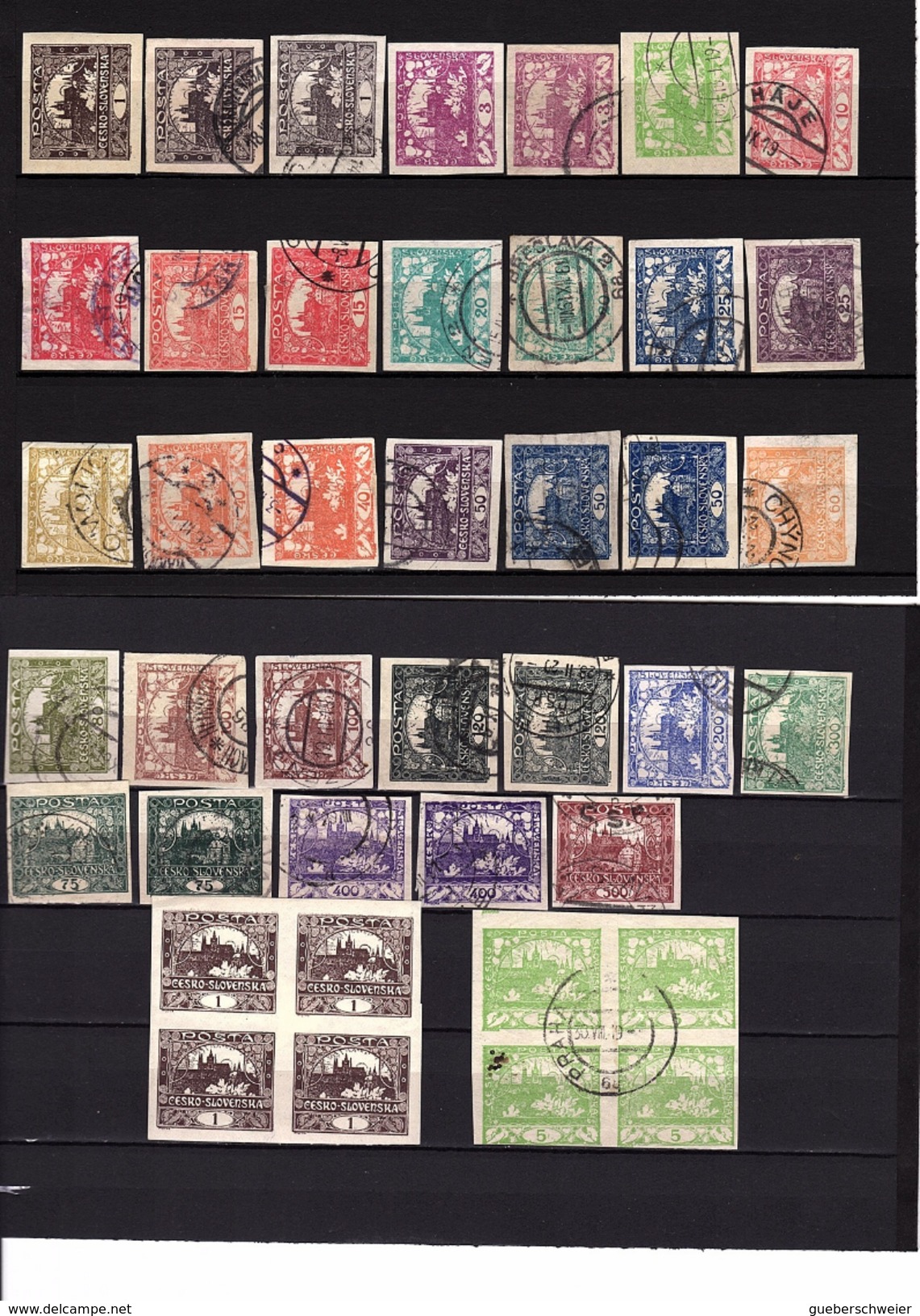 TCH 65 TCHECOSLOVAQUIE Beau Lot De 33 Val Et 2 Blocs De 4 Entre N° 1 Et 26 Avec Variétés De Teintes - Used Stamps