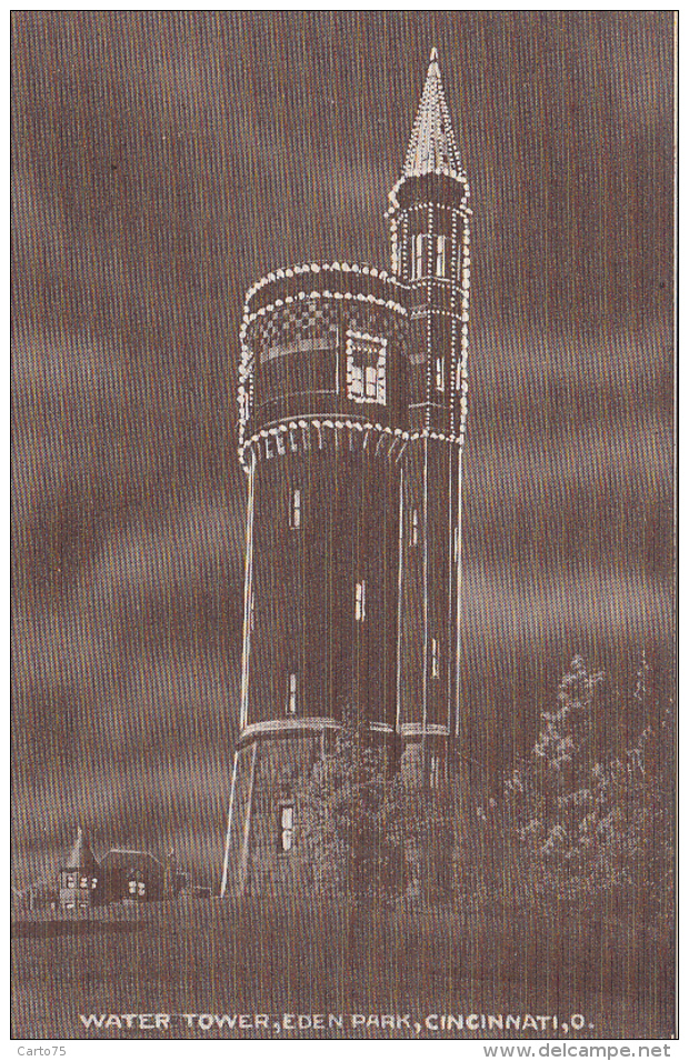 Bâtiments Et Architecture - Château D'Eau Cincinnati - Illumination Nuit - Water Tower Cincinnati Ohio - Châteaux D'eau & éoliennes