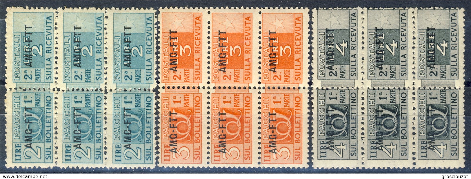 Trieste Zona A Pacchi 1949 - 53 N. 14-15-16 In Gruppi Di 3, MNH Cat. &euro; 10 - Postpaketen/concessie