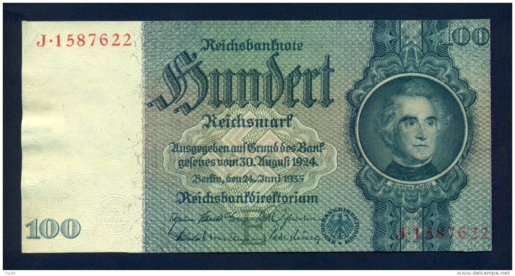 Banconota Germania 100 Reichsmark 24/6/1935 FDS - A Identifier