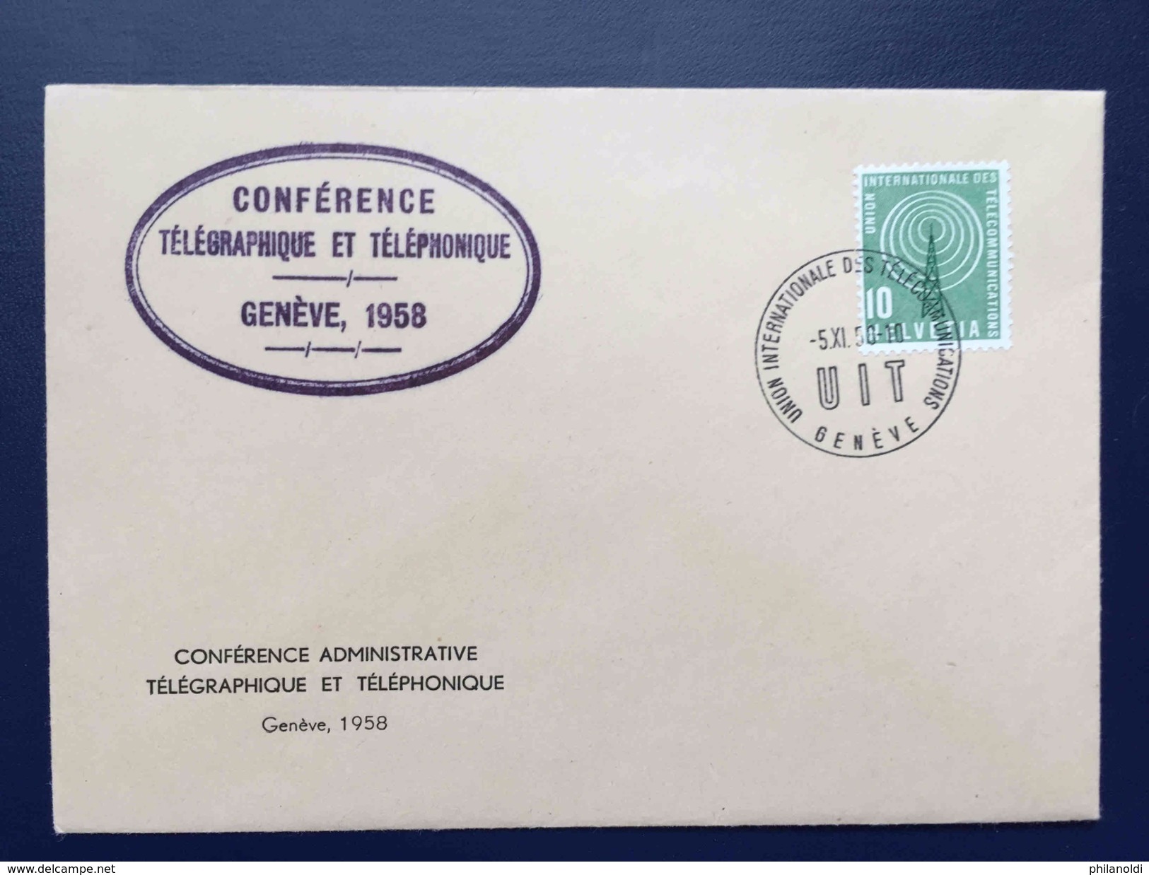 1958 UIT CONFERENCE TELEGRAPHIQUE TELEPHONIQUE, Genève Lettre Officielle, ITU - Servizio