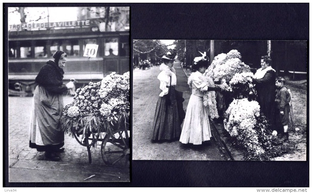 CPA  PARIS 1900-  REPRODUCTION  CAISSE NATIONALE DES MONUMENTS HISTORIQUES- LA BOUQUETIERE- LA MARCHANDE - 2 SCANS - Marchands Ambulants