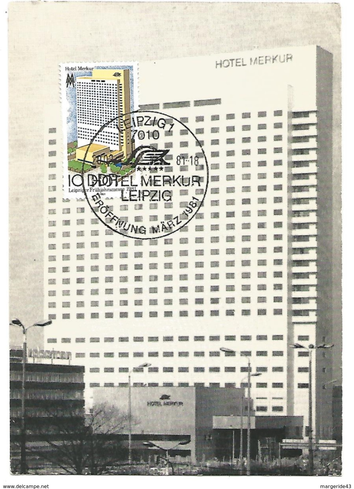 ALLEMAGNE DDR CARTE MAXIMUM HOTEL MERKUR à LEIPZIG 1981 - Maximumkarten (MC)