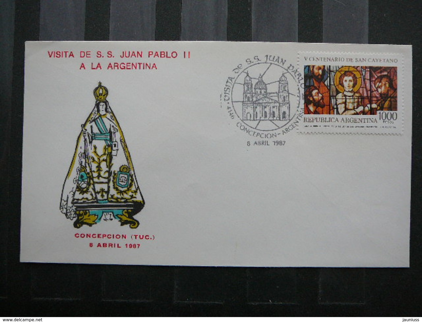 Argentina FDC 1987 # Visit Pope John Paul II. PAPA J. Paulius. Giovanni Paolo II. Juan  Pablo II. Concepcion - Cristianesimo