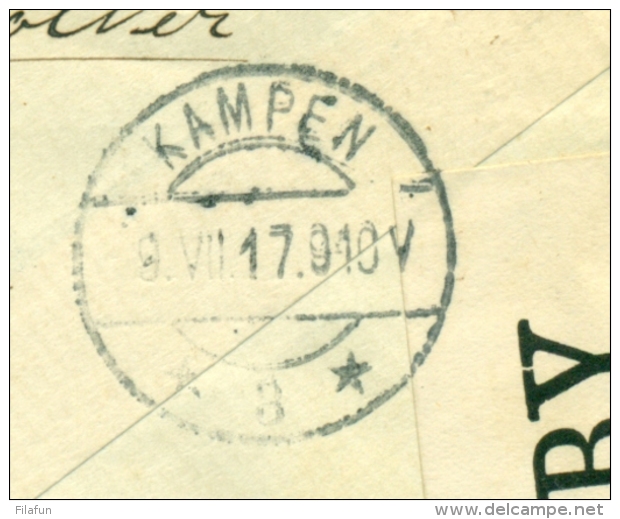 Nederlands Indië - 1917 - KB MAKASSER Op 10 Cent Wilhelmina Met Scheepje Censuurbrief Naar Kampen - Nederlands-Indië