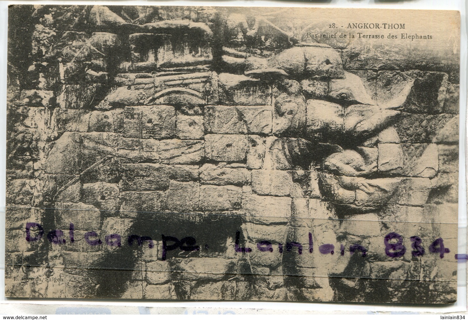 -  28 - Cambodge - Ruines D'Angkor Thom, Bas Relief De La Terrasse Des  Eléphants, Non écrite, Ancienne, TTBE, Scans. - Cambodge