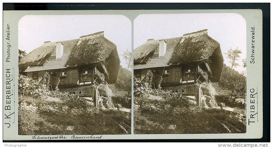 Allemagne Foret Noire Triberg Maison Ferme Bauernhaus Ancienne Photo Stereo Berberich 1900 - Photos Stéréoscopiques