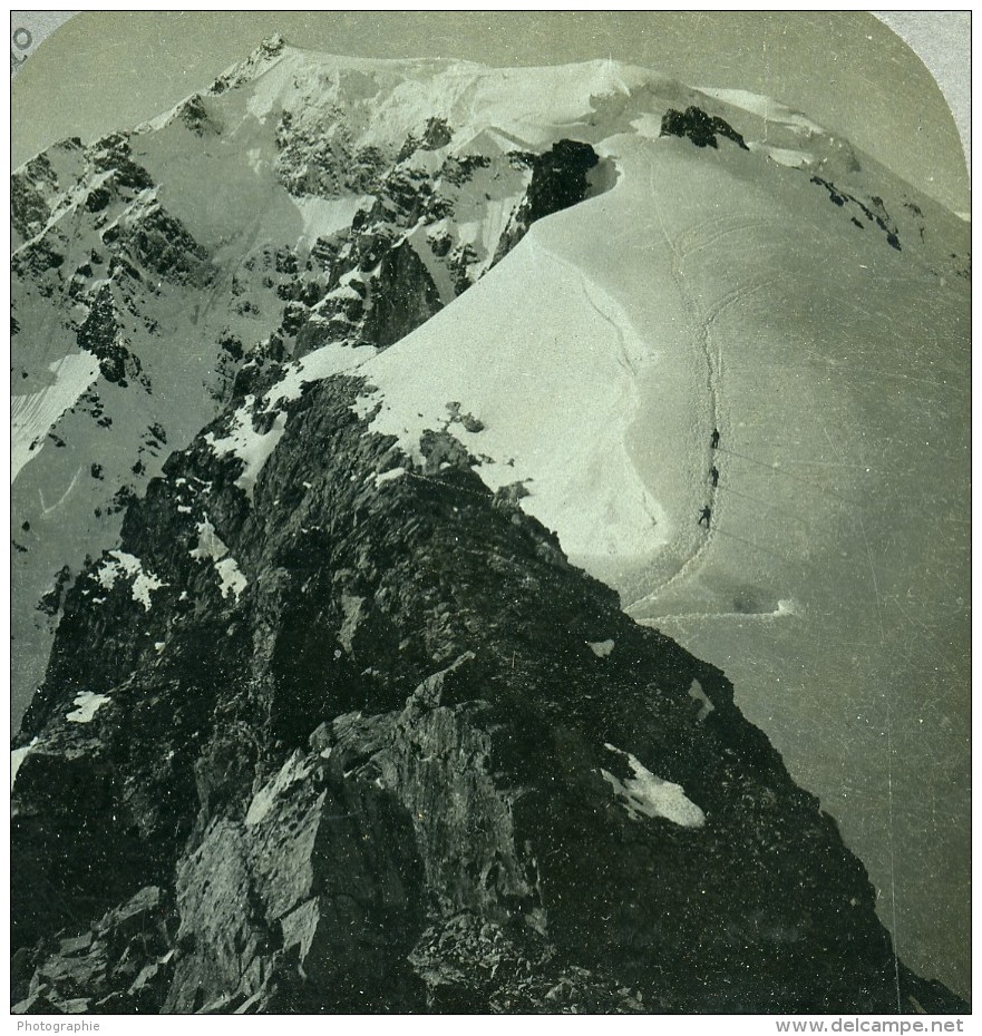 Suisse Alpes Montagne Neige Ancienne Photo Stereo Graves 1900 - Stereoscopic