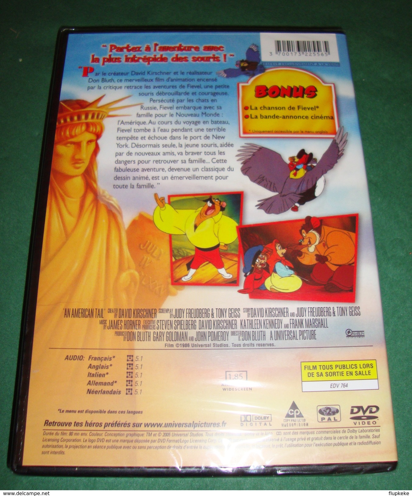 Dvd Zone 2 Fievel Et Le Nouveau Monde (1986) An American Tail Vf+Vostfr - Animation