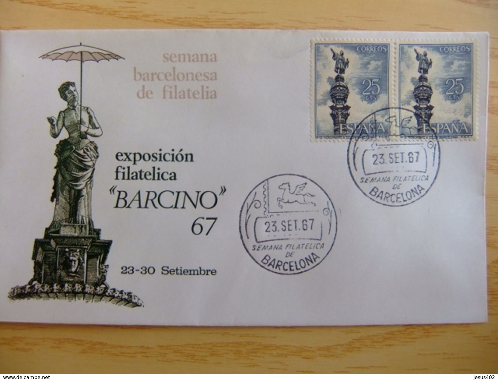 ESPAÑA 1967 FDC  EXPOSICION FILATÉLICA BARCINO Semana Filatelica Sello Edifil 1643 Yvert 1306 - FDC