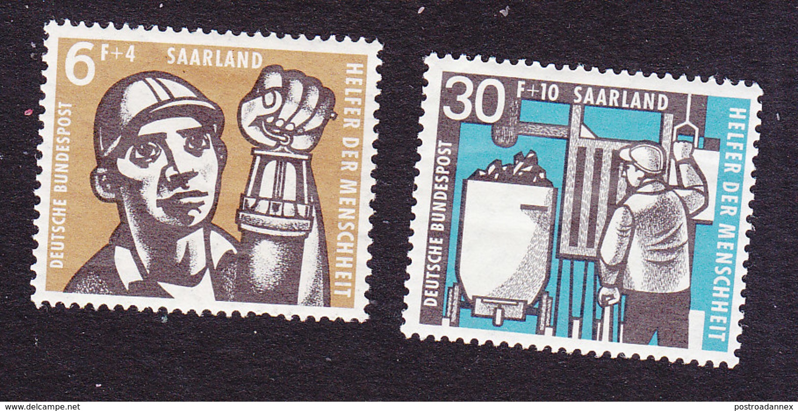 Saar, Scott #B117, B120, Mint Never Hinged, Miners, Issued 1957 - Unused Stamps