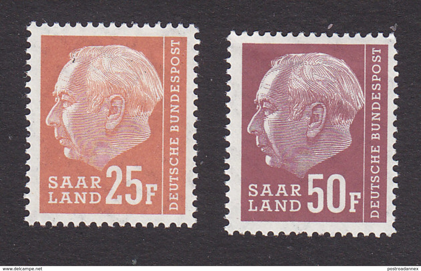 Saar, Scott #298, 302, Mint Hinged/Never Hinged, Heuss, Issued 1957 - Neufs