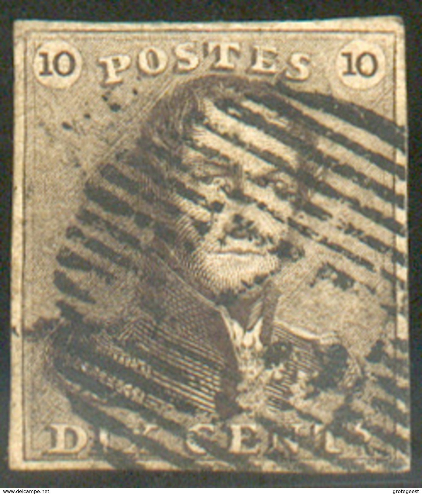 N°1 - Epaulette 10 Centimes, Margée Obl. P.73 LIEGE - 11620 - 1849 Hombreras