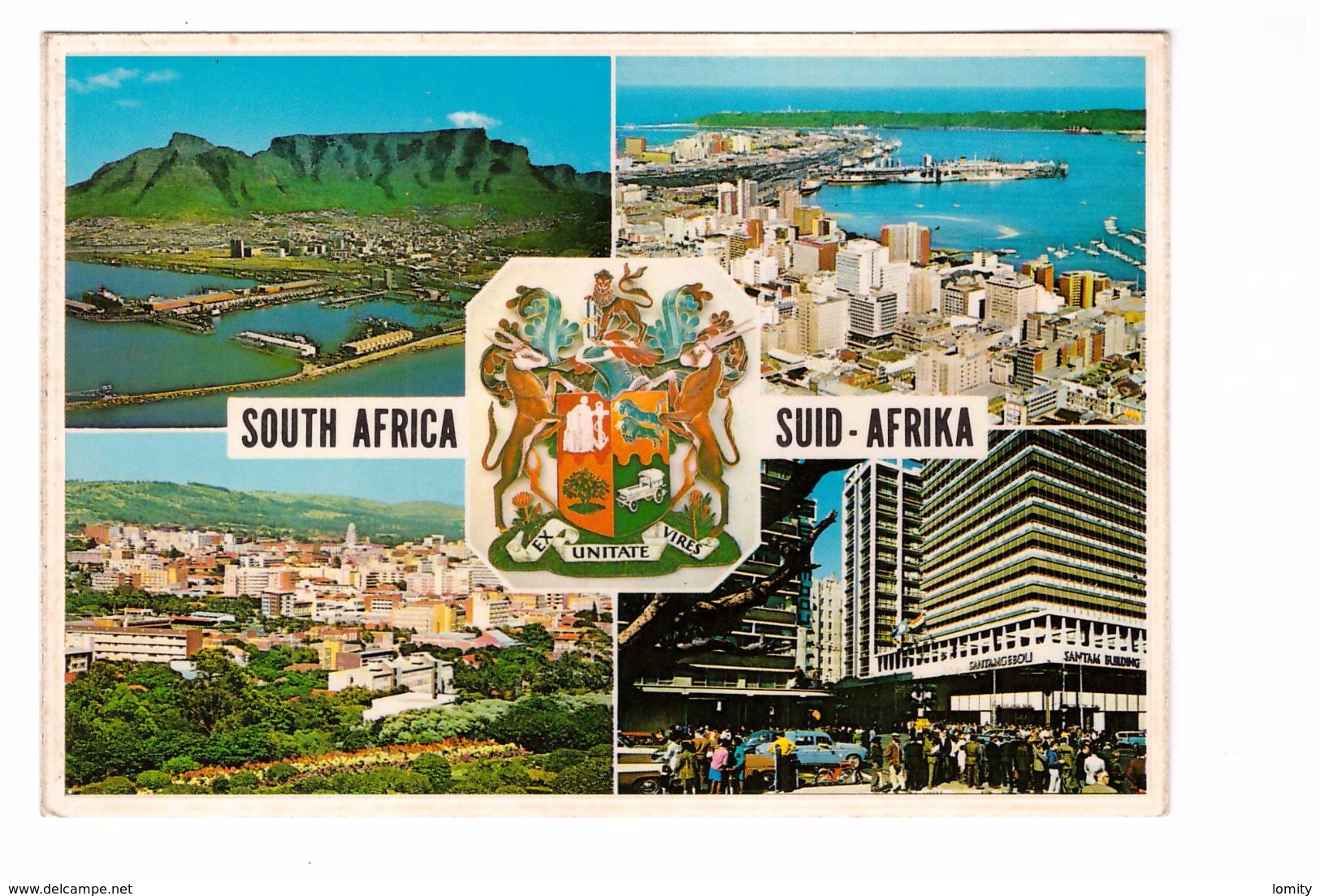 Afrique Du Sud South Africa Carte 4 Vues Cape Town Durban Pretoria Johannesburg + Blason , Carte Non Voyagée - Sud Africa