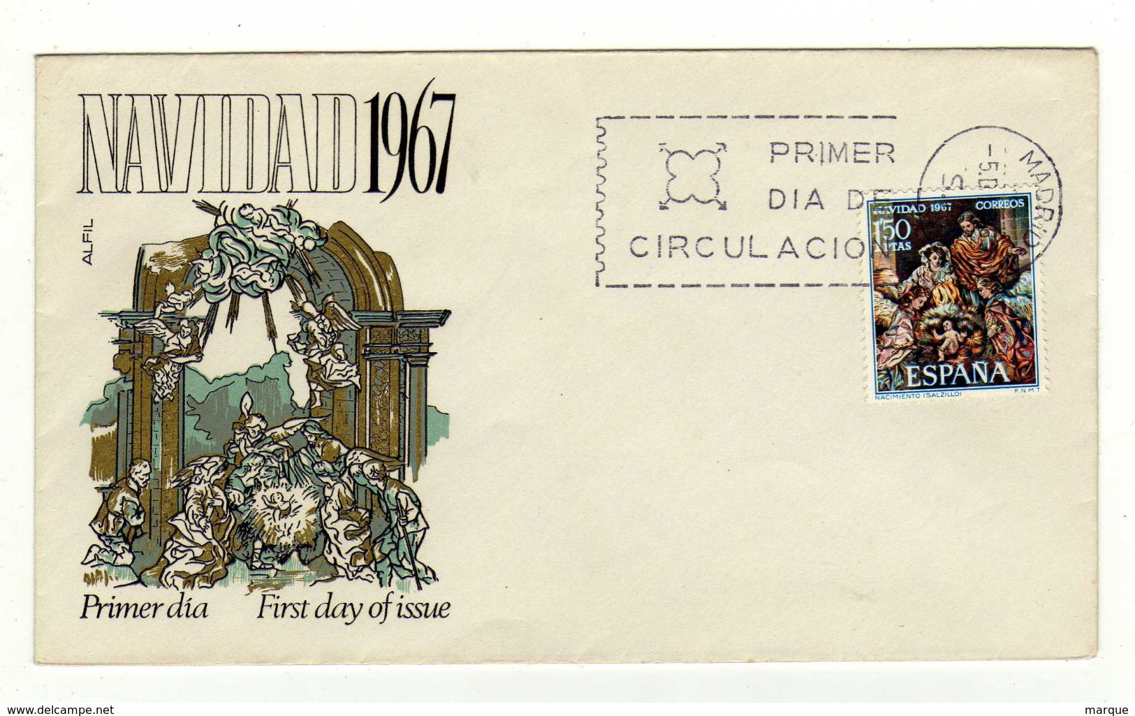 Enveloppe Navidas 1967 1er Jour Oblitération MADRID 05/12/1967 - FDC