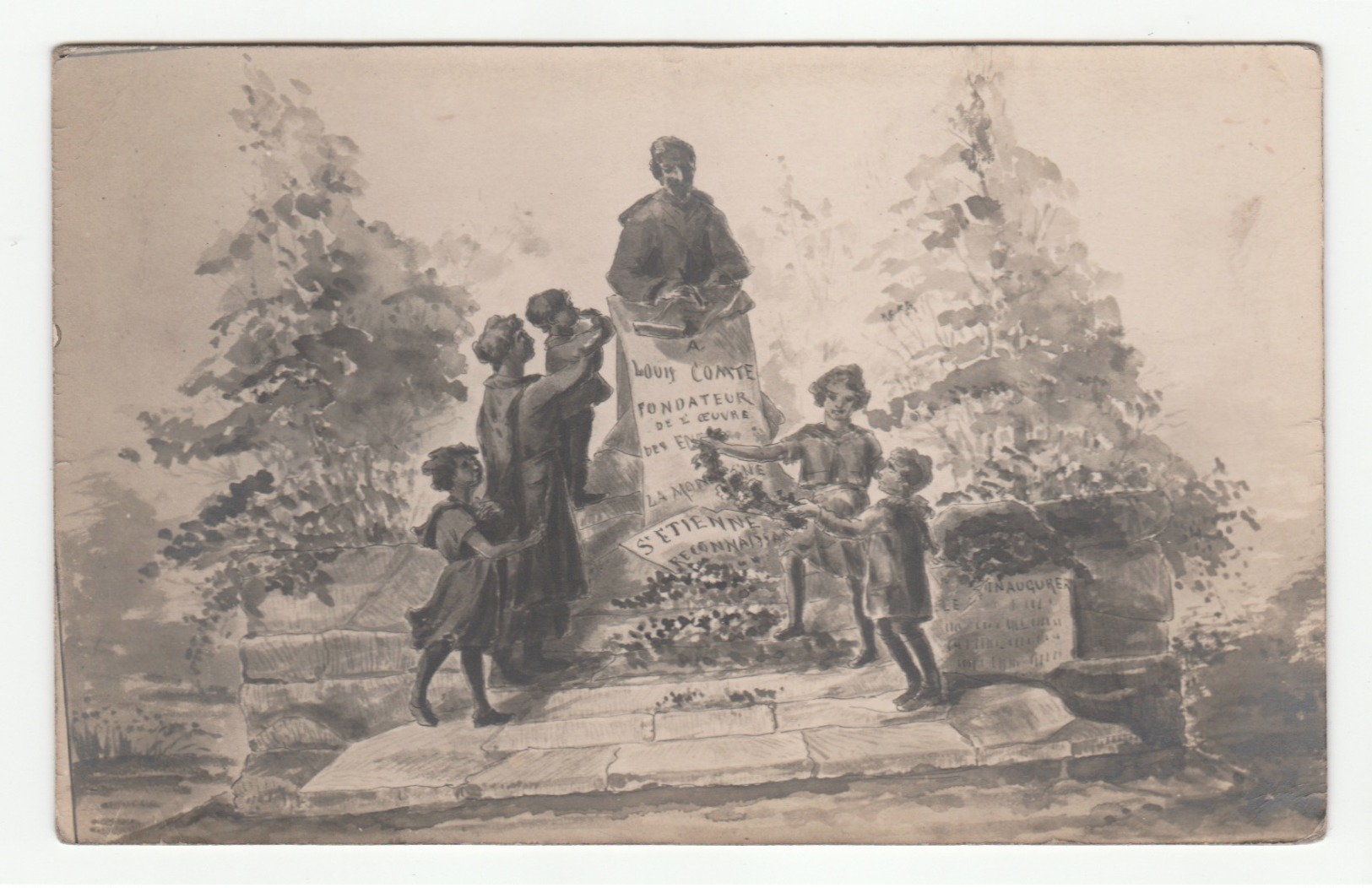 St-ETIENNE - Projet D'un Monument Dédié à Louis COMTE (Pasteur) - Document RARE - Carte-Photo - Voir Verso - Saint Etienne