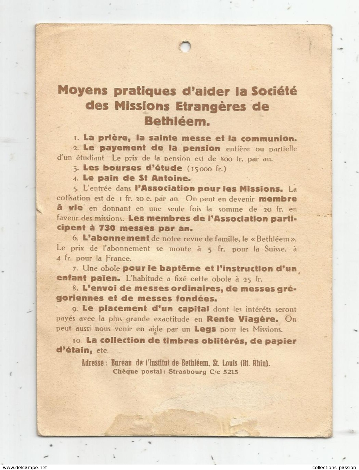 Image Religieuse , Image Pieuse , 15.5 X 11, Société Des Missions étrangéres De BETHLEEM, St Louis , Haut Rhin , 2 Scans - Images Religieuses