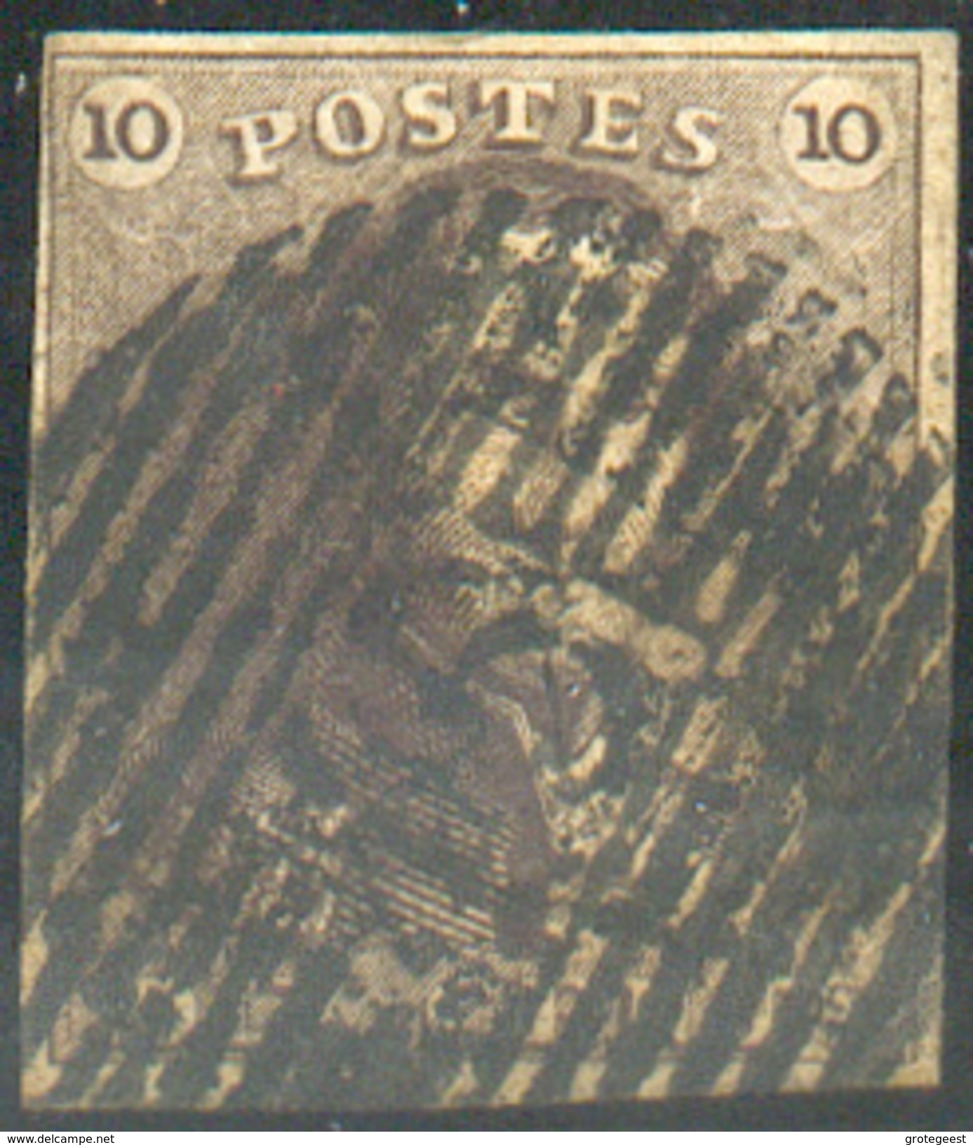 N°1 - Epaulette 10 Centimes Brune, TB Margée, Obl. P.45 GAND . TB  - 11628 - 1849 Mostrine