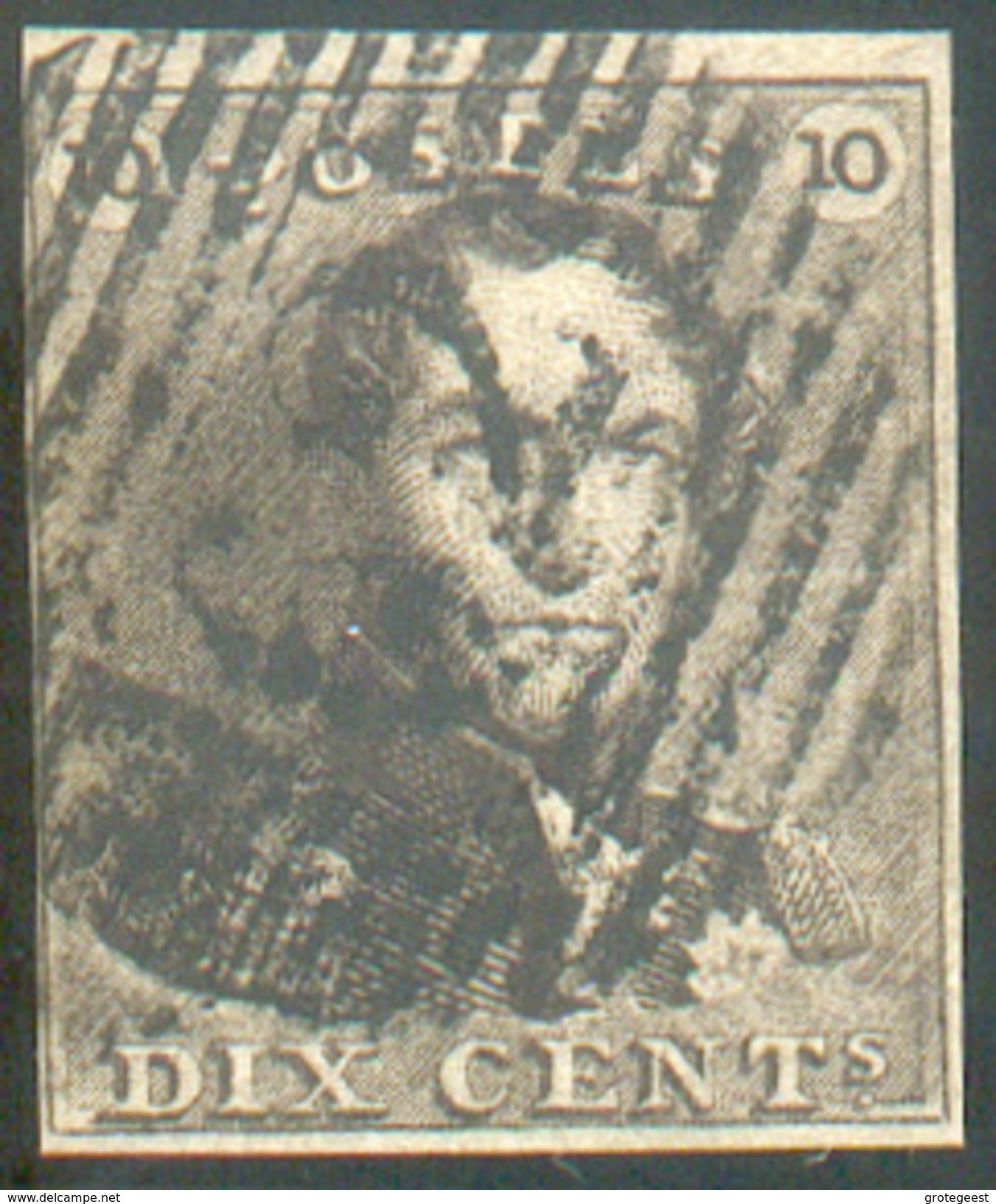 N°1 - Epaulette 10 Centimes Brune, Bien Margée , Obl. P.62 HUY Centrale -  11636 - 1849 Hombreras