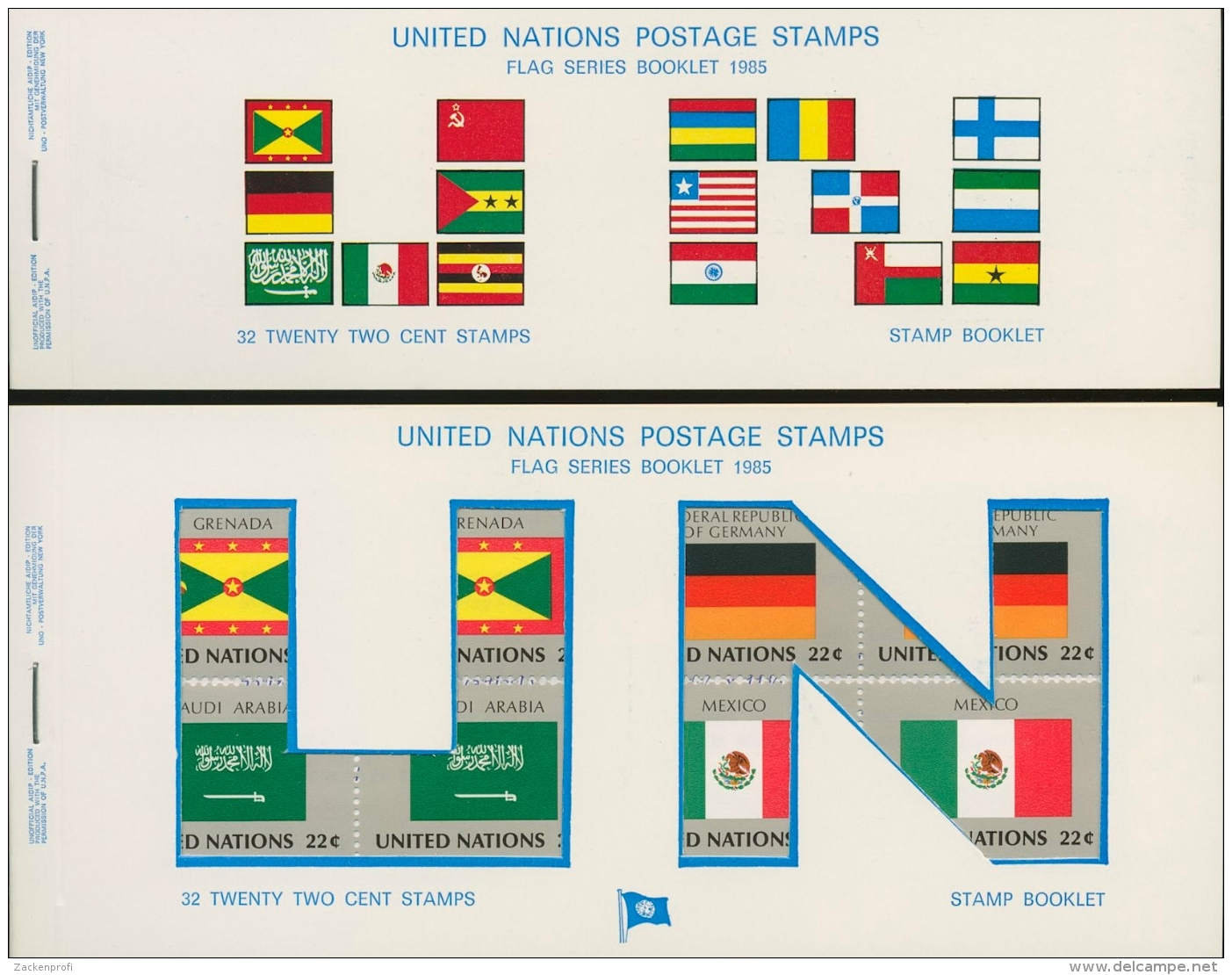 UNO New York 1985 Flaggenserie Markenheftchen-Set MH 472/87 Postfrisch (D13996) - Booklets